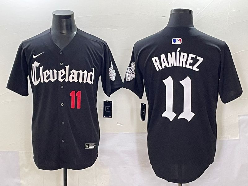 Men 2025 Cleveland Indians #11 Ramirez Black Five generations Joint Name Nike MLB Jersey style 2